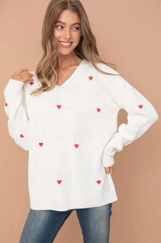 Embroidered Heart Sweater