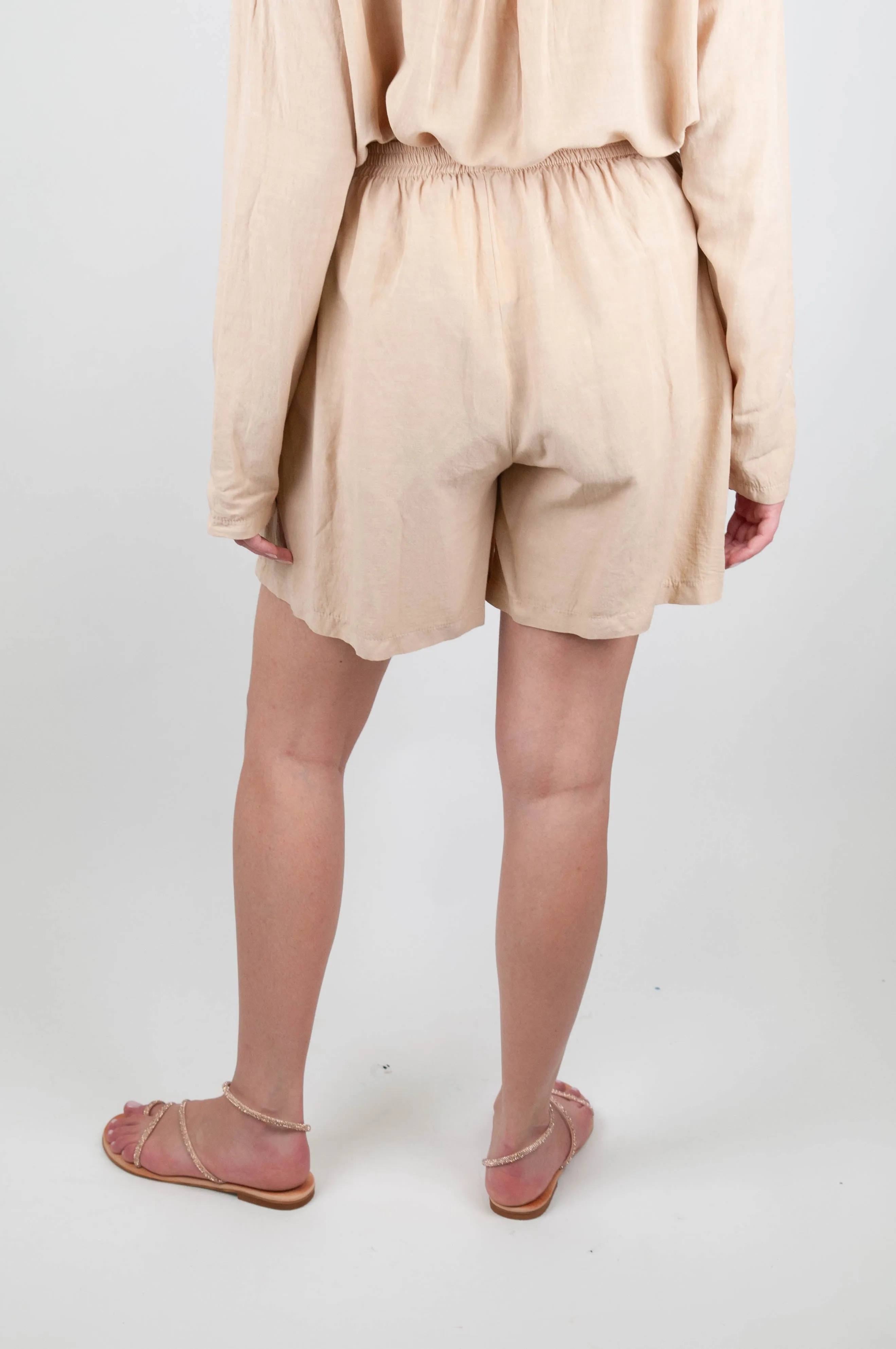 Haveone - Shorts in misto lino con elastico in vita