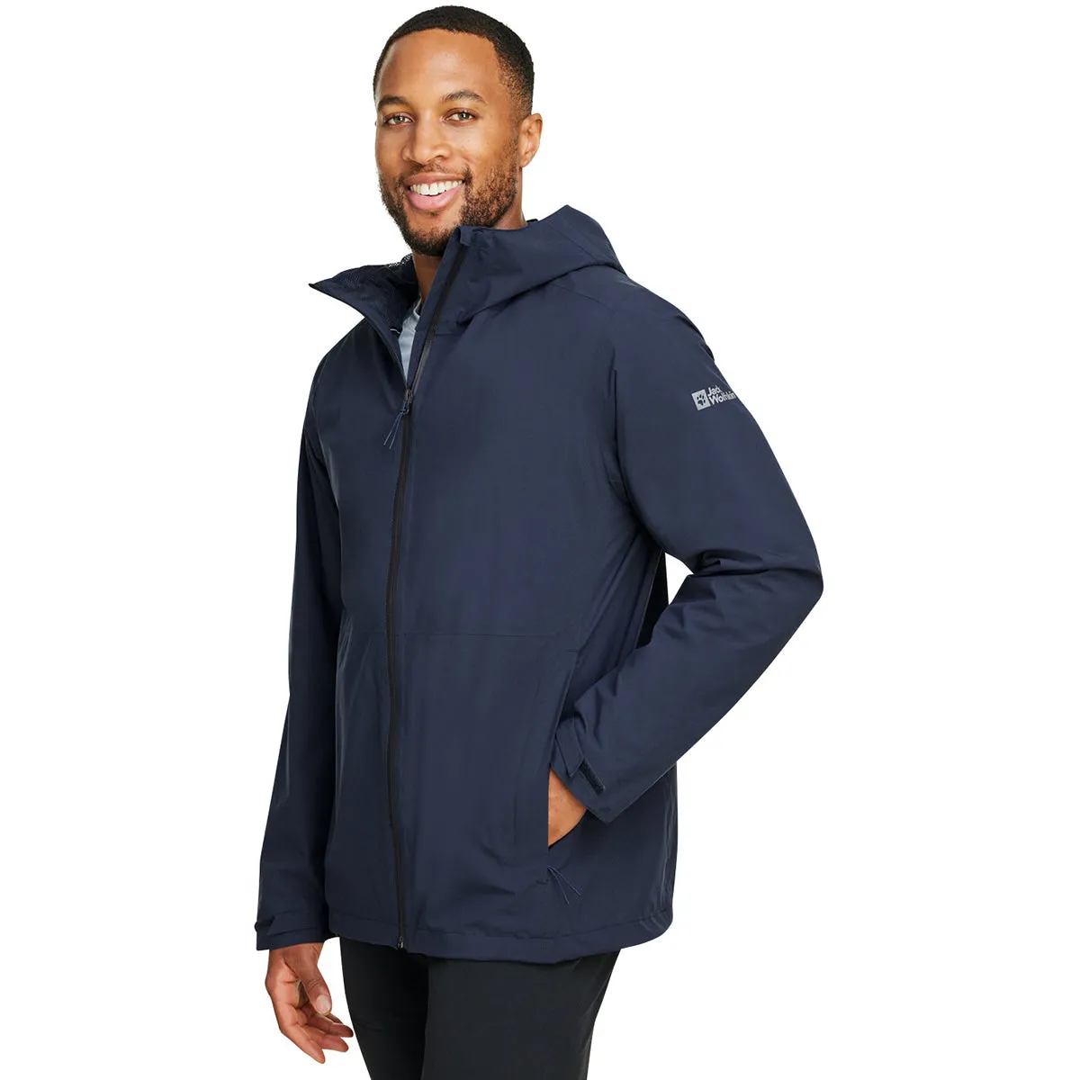 Jack Wolfskin Men's Night Blue Pack and Go Rain Jacket