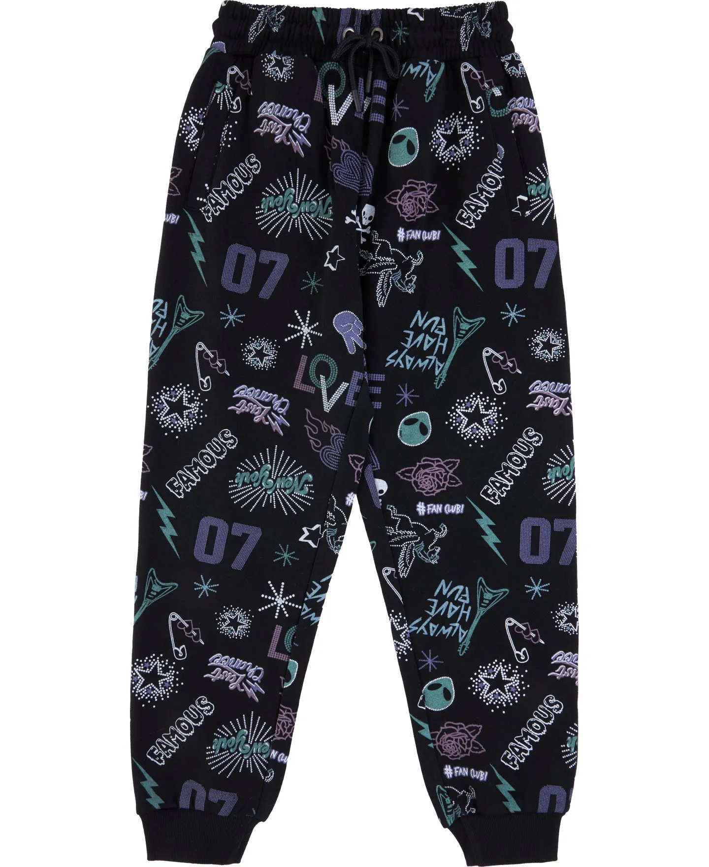 Kids' All Over Print Trackpants in Black/multi Graffiti | Postie