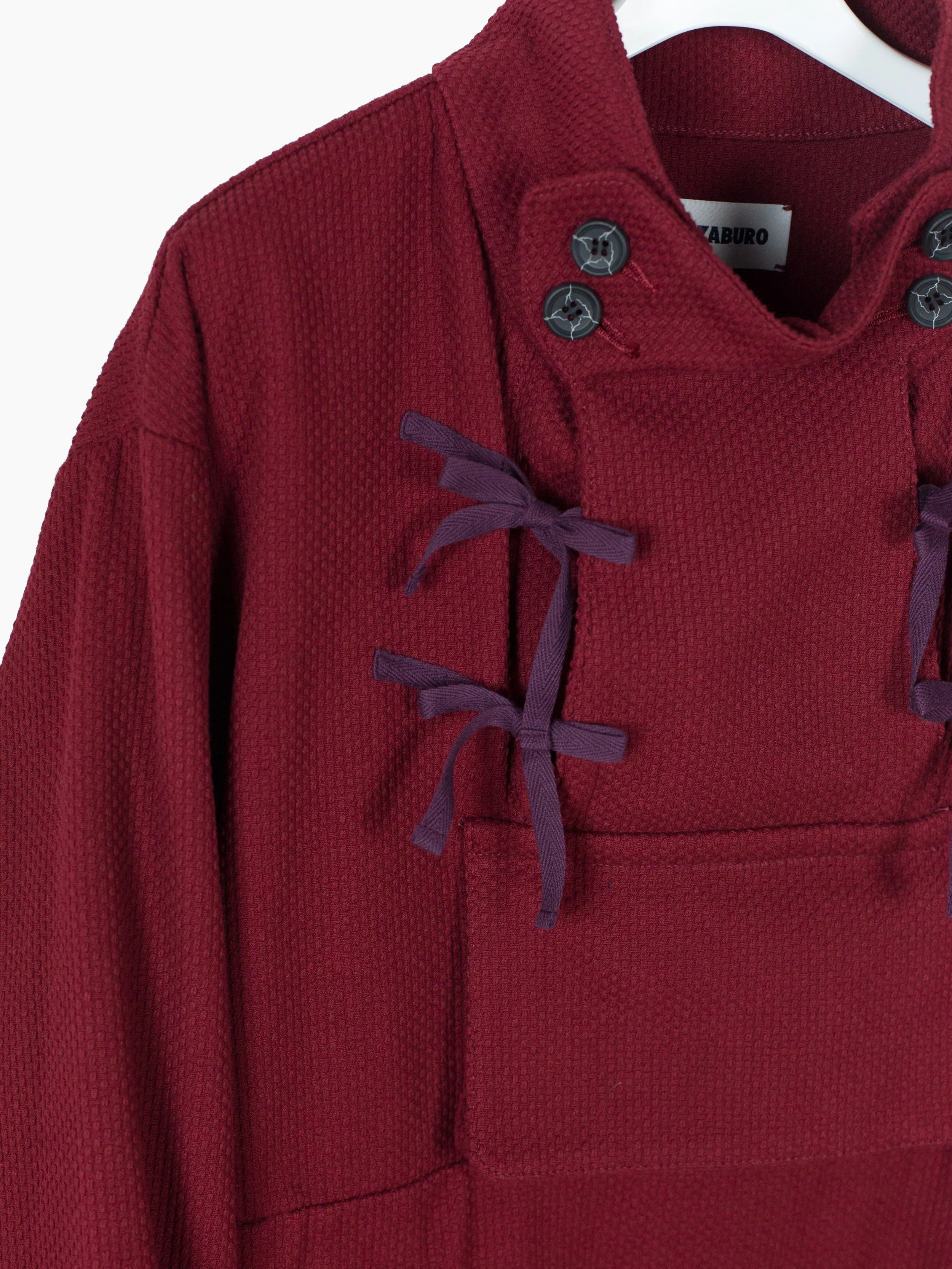 Kozaburo AW23 Burgundy Sashiko Monk Jacket