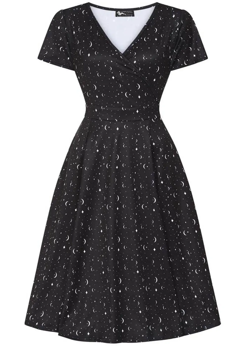 Lady V Lady Voluptuous Lyra Moon and Stars 50's Swing Dress Black