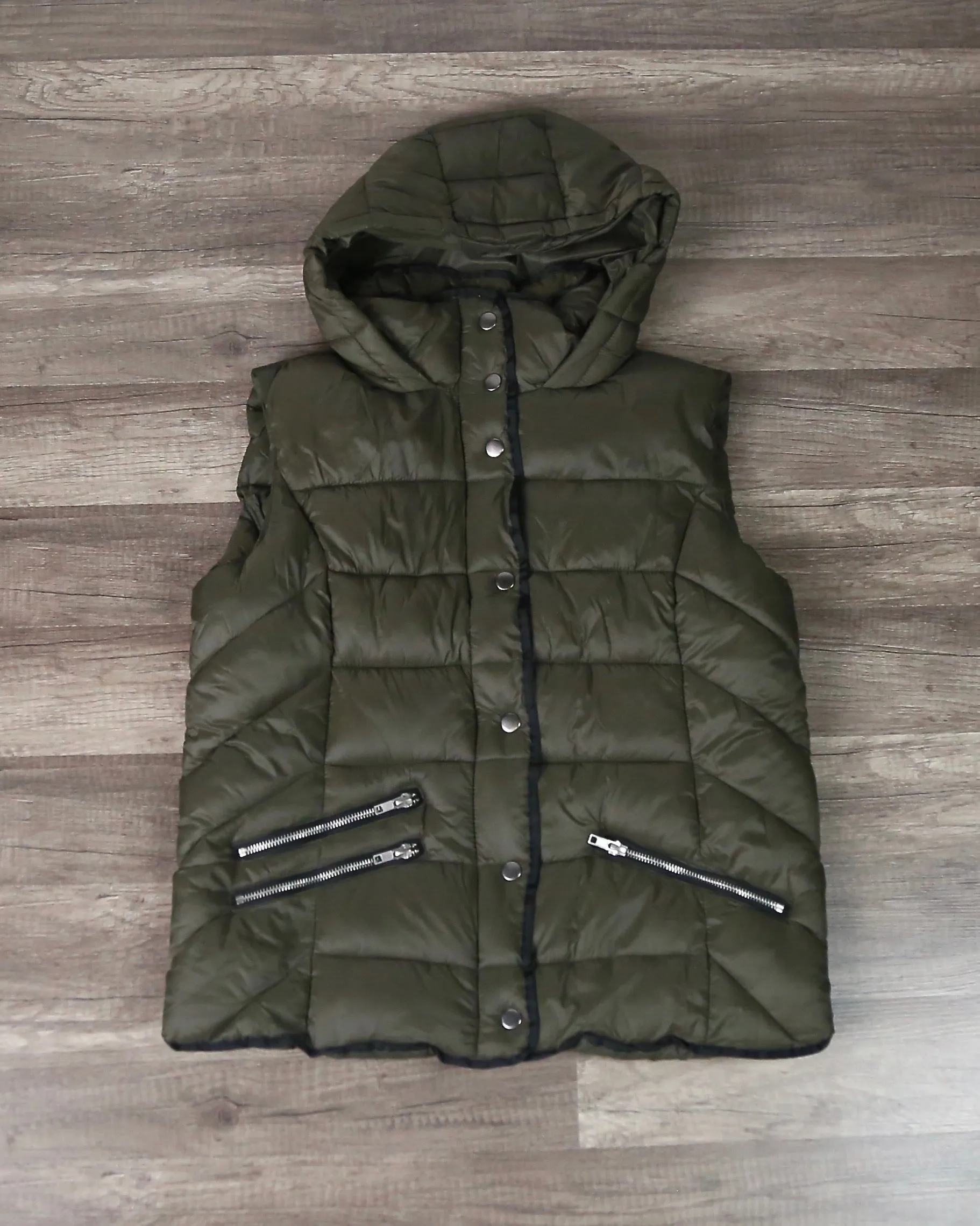 Lightweight Olive Green Winter Storm Puffer Vest