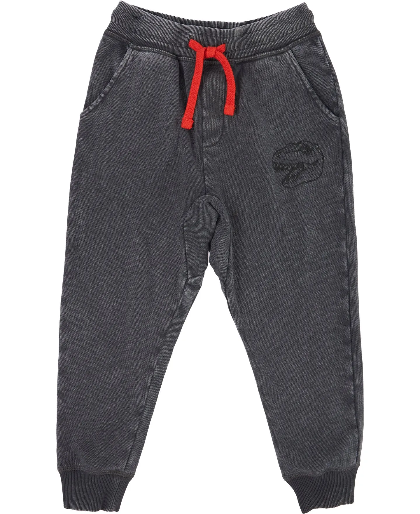 Little Kids' Acid Wash Trackpants in Black Dino | Postie