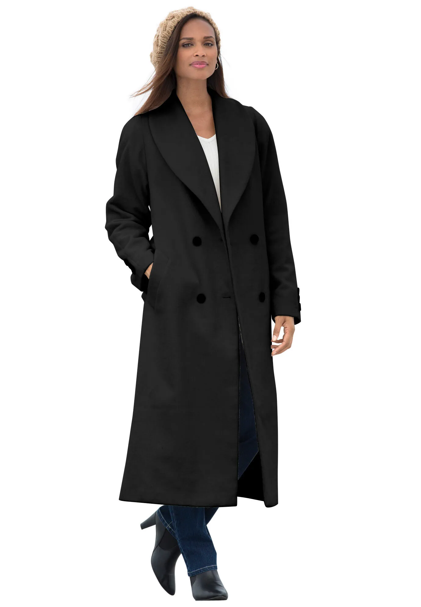 Long Shawl Collar Wool Coat