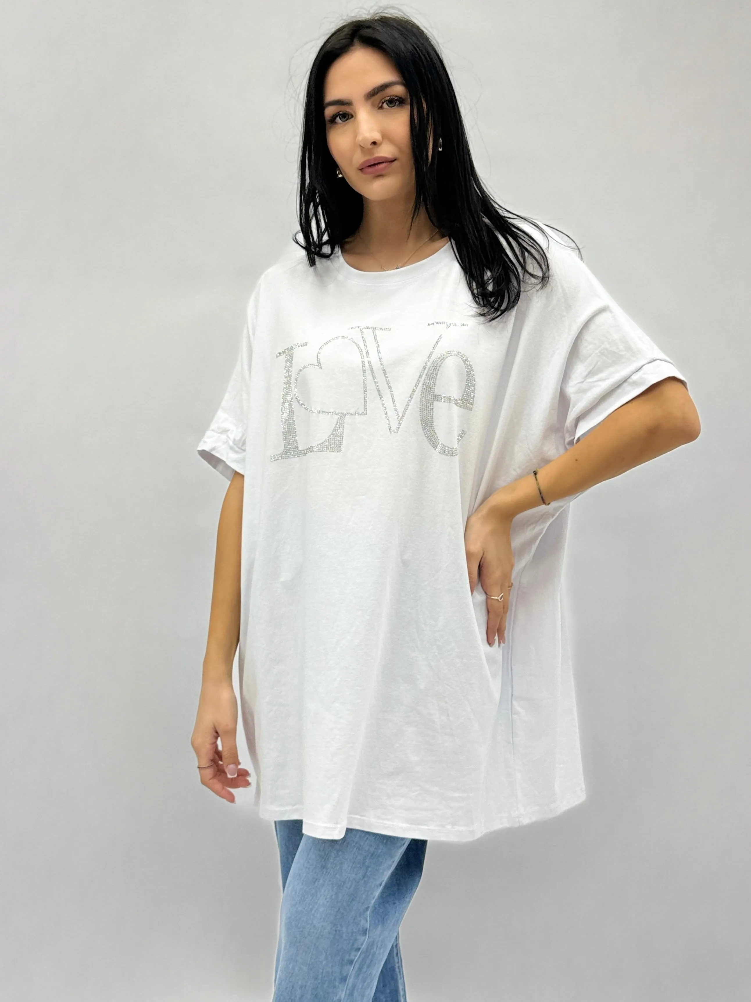 Maglia taglia grande con scritta love