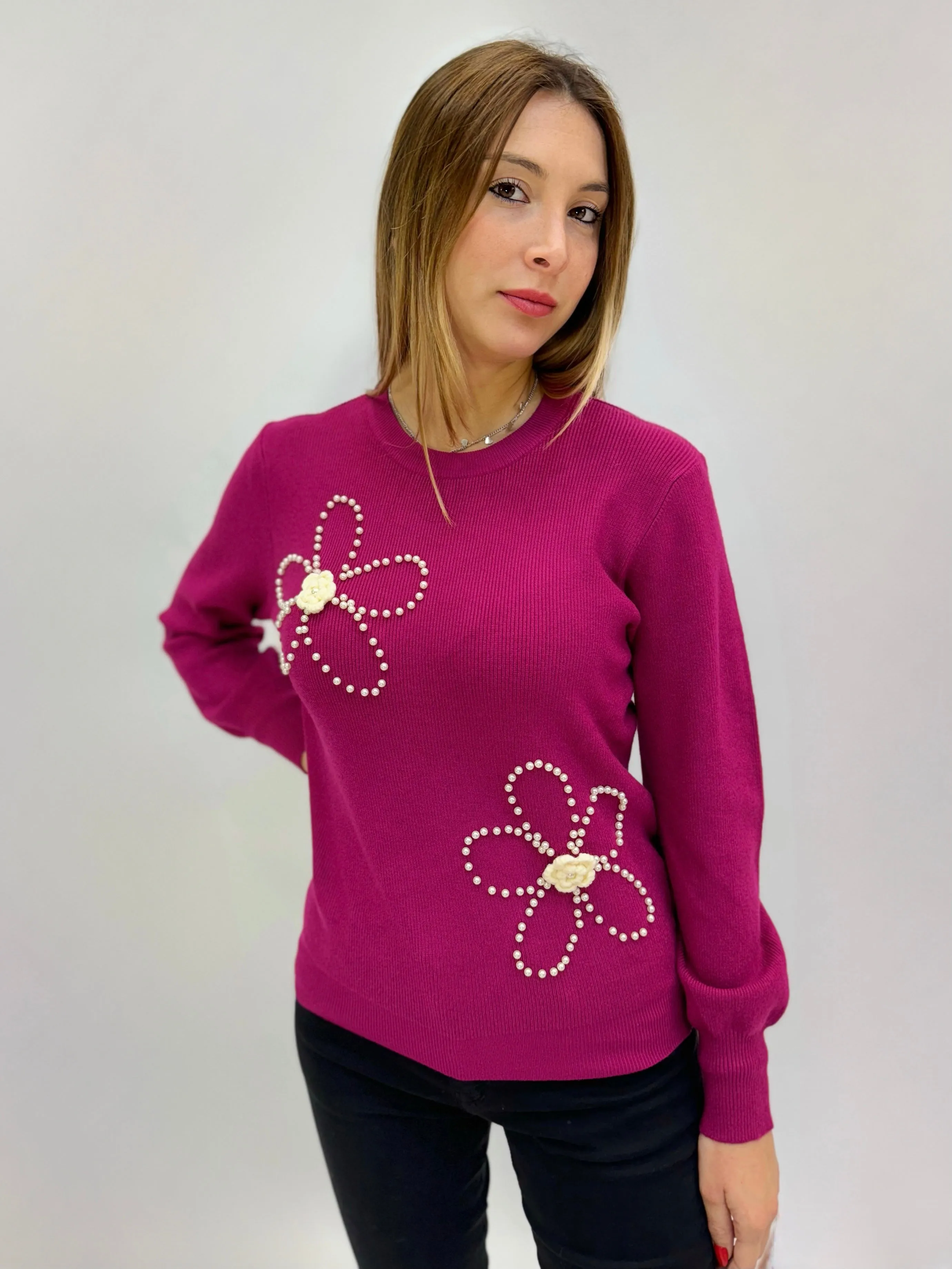 Maglione con dettagli perle