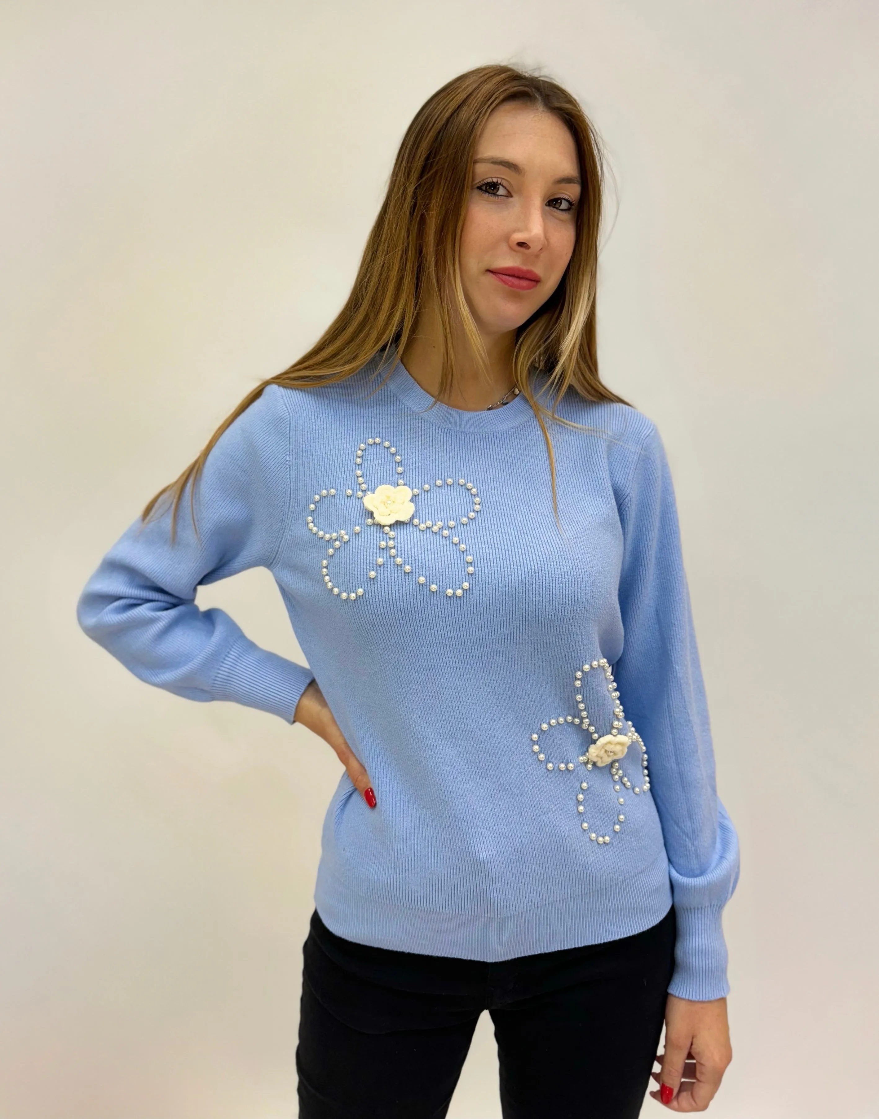 Maglione con dettagli perle