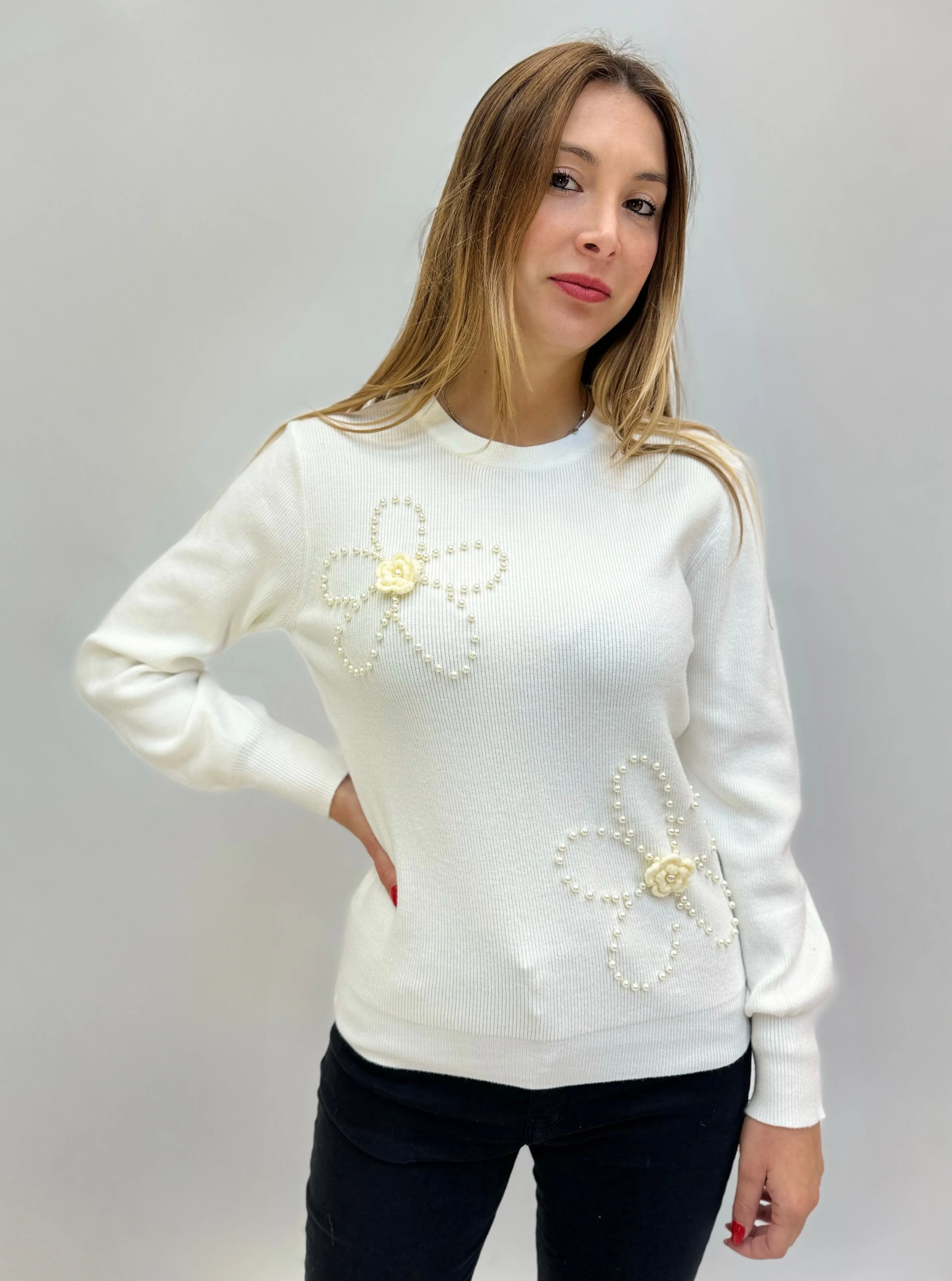 Maglione con dettagli perle