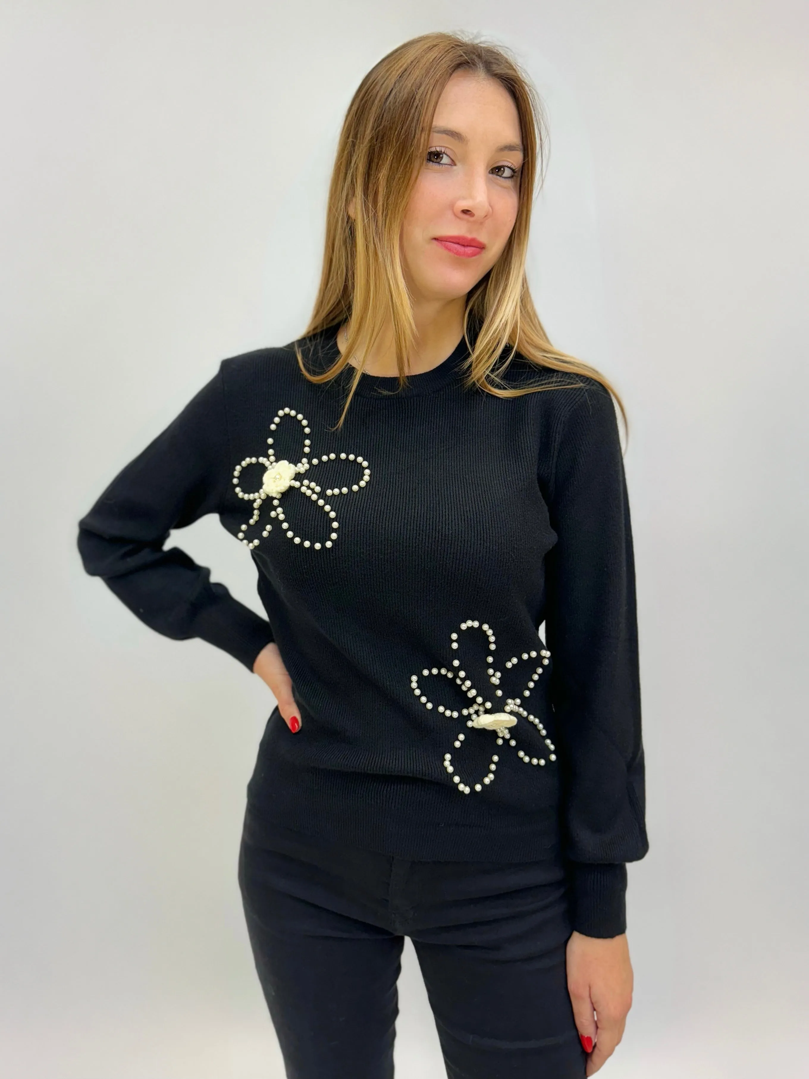 Maglione con dettagli perle