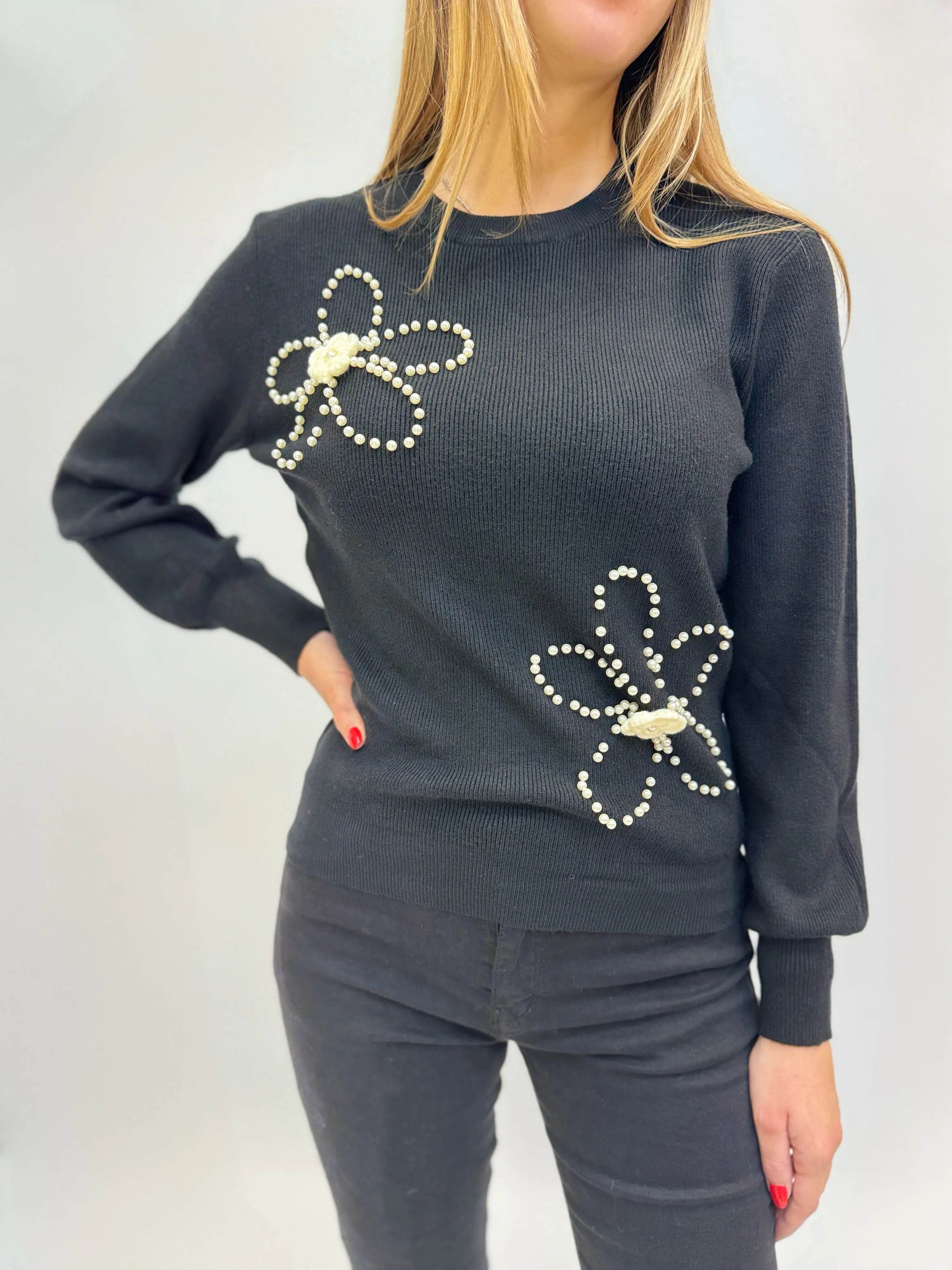 Maglione con dettagli perle