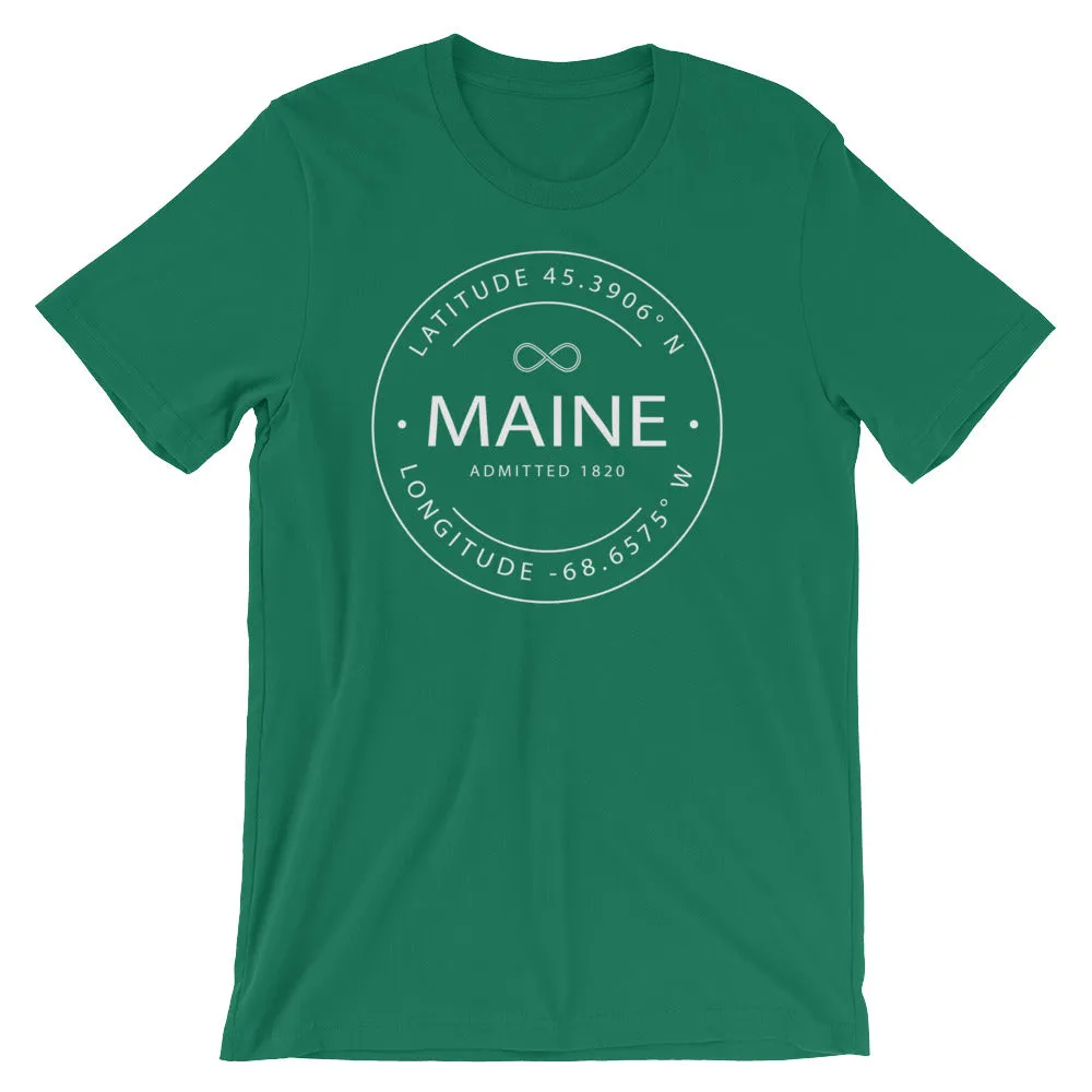 Maine - Short-Sleeve Unisex T-Shirt - Latitude & Longitude