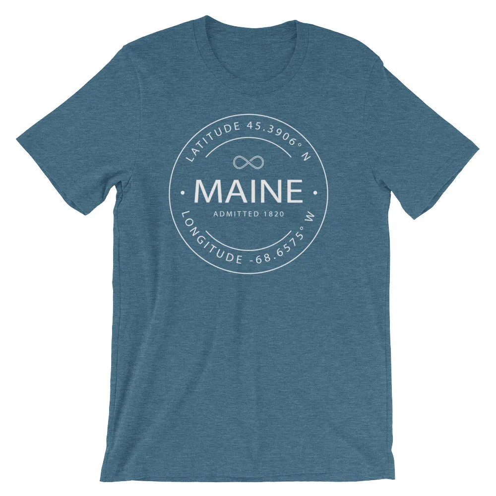 Maine - Short-Sleeve Unisex T-Shirt - Latitude & Longitude