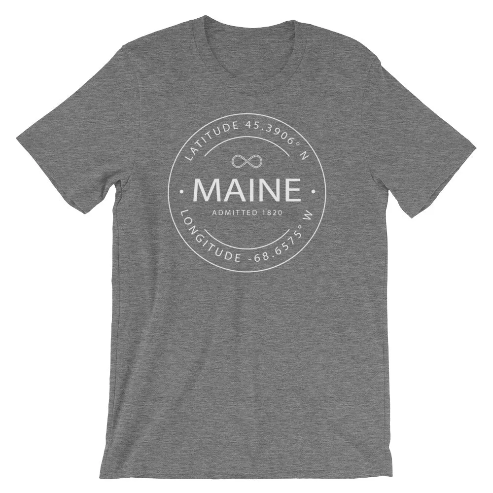 Maine - Short-Sleeve Unisex T-Shirt - Latitude & Longitude