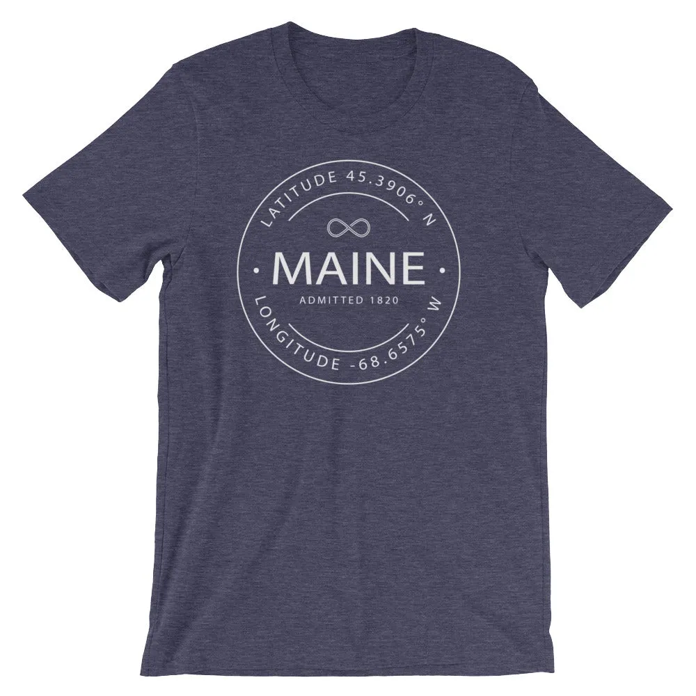 Maine - Short-Sleeve Unisex T-Shirt - Latitude & Longitude