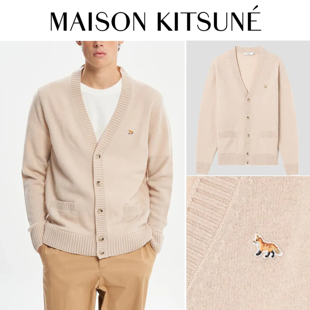 MAISON KITSUNE  |Unisex Plain Other Animal Patterns Logo Designers Cardigans