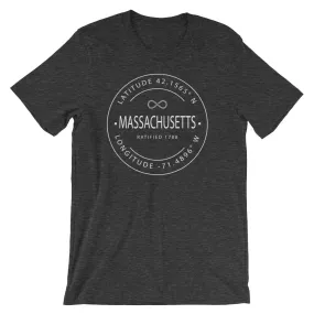 Massachusetts - Short-Sleeve Unisex T-Shirt - Latitude & Longitude