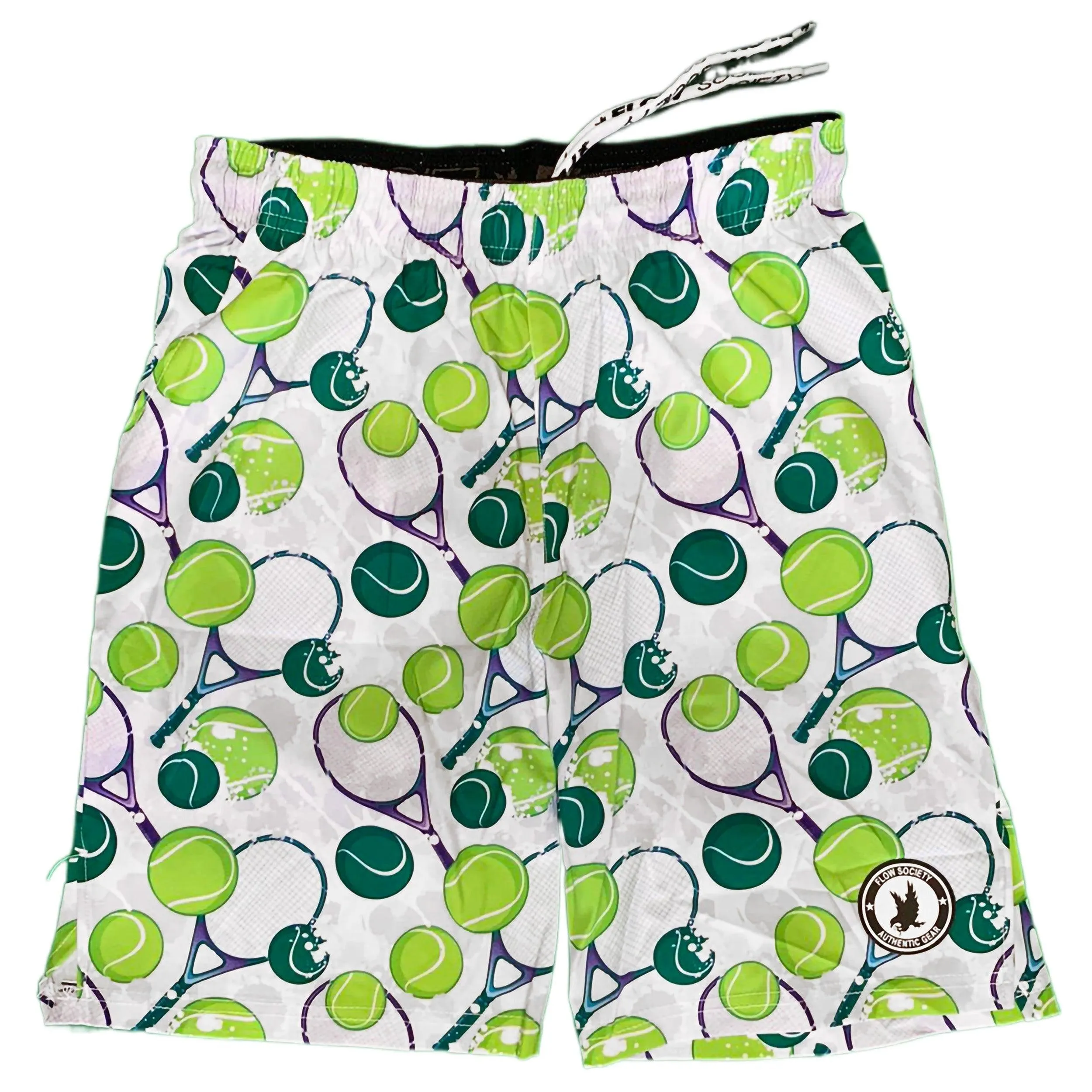 Mens Tennis Flow Print Short 7 White