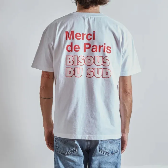 merci  |Unisex U-Neck Boat Neck Cotton Short Sleeves Logo T-Shirts