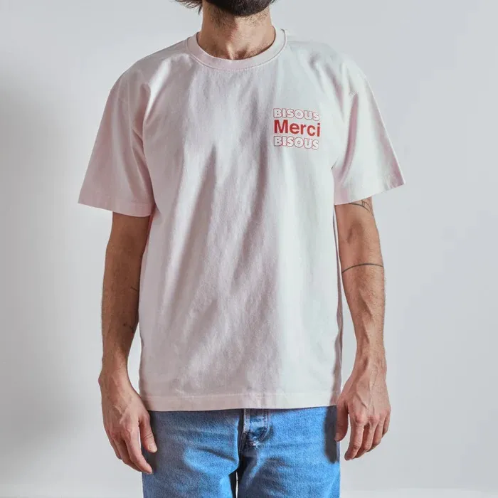 merci  |Unisex U-Neck Boat Neck Cotton Short Sleeves Logo T-Shirts