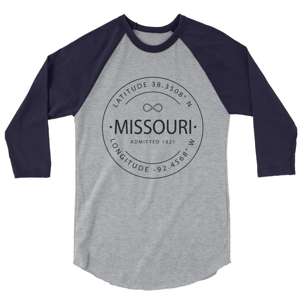 Missouri - 3/4 Sleeve Raglan Shirt - Latitude & Longitude