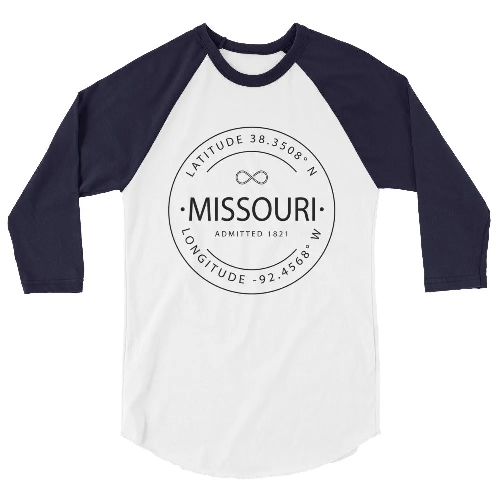 Missouri - 3/4 Sleeve Raglan Shirt - Latitude & Longitude