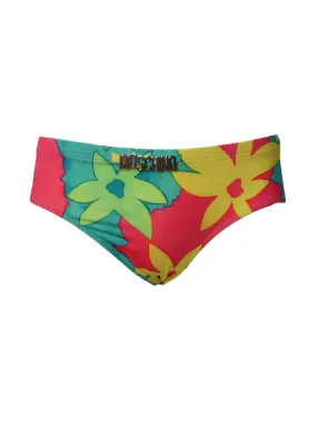 Moschino Logo Lettering Floral Printed Swim Trunks