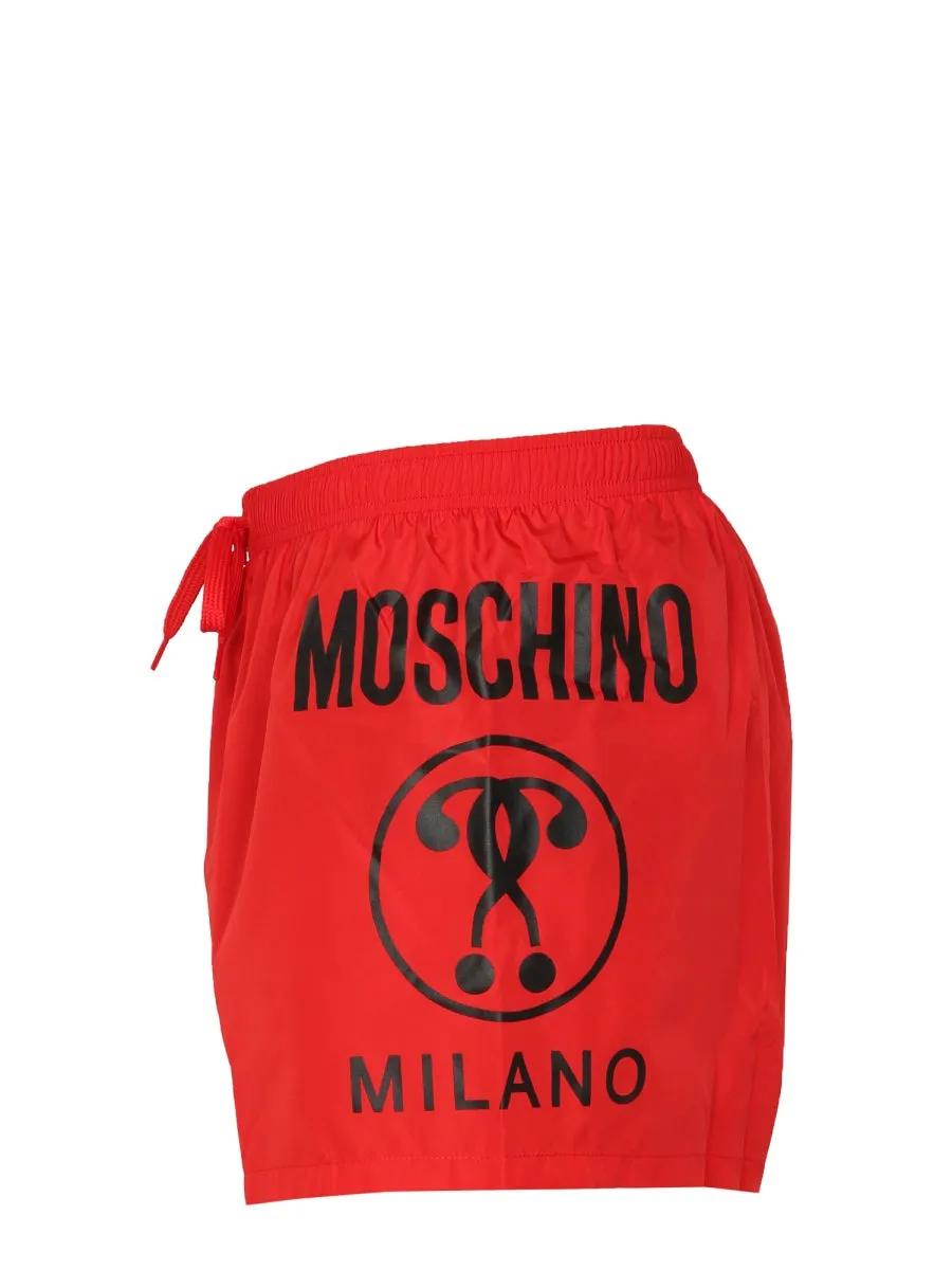 Moschino Logo Print Drawstring Swim Trunks