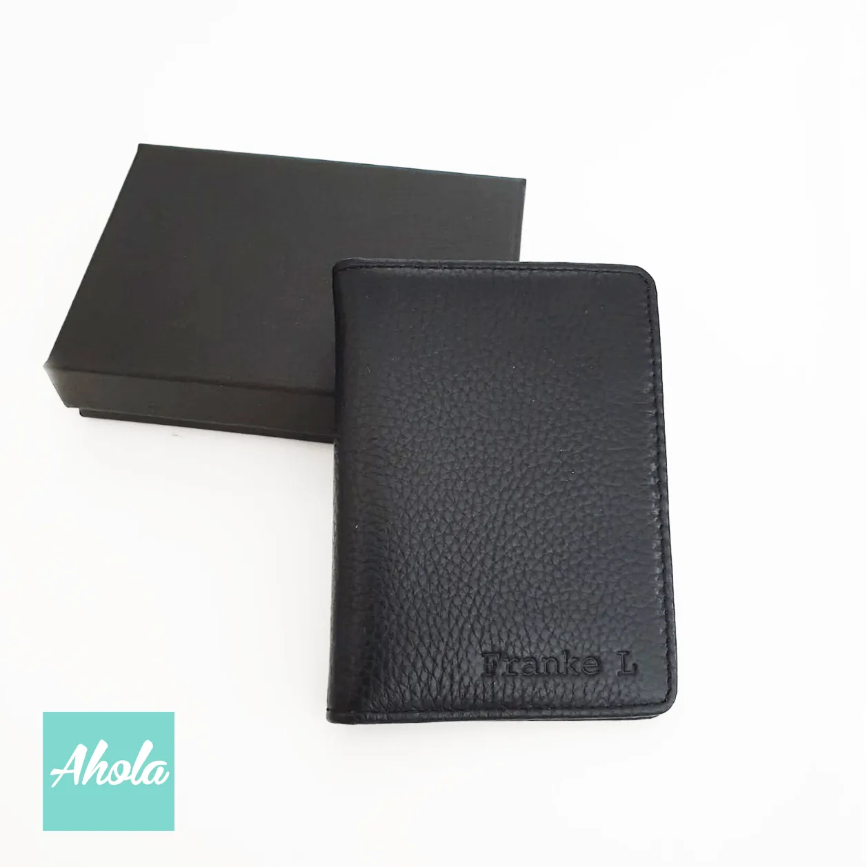 MS006 Embossed Genuine Leather Fold Card Wallet 牛皮印壓名字卡包