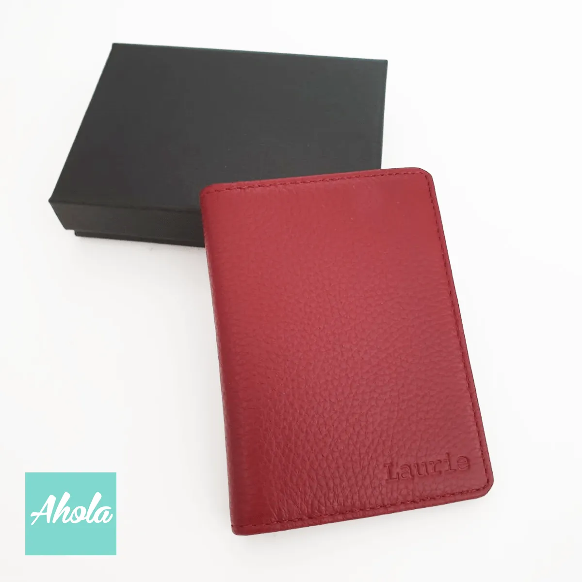 MS006 Embossed Genuine Leather Fold Card Wallet 牛皮印壓名字卡包