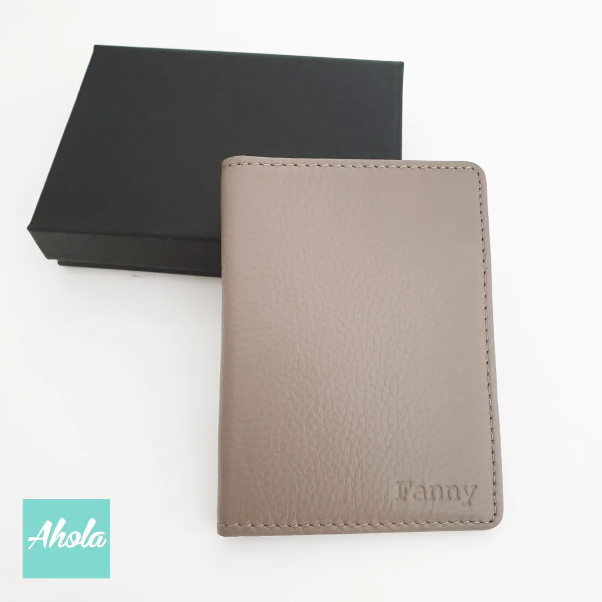 MS006 Embossed Genuine Leather Fold Card Wallet 牛皮印壓名字卡包