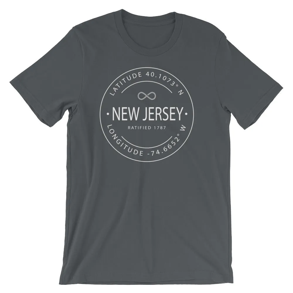 New Jersey - Short-Sleeve Unisex T-Shirt - Latitude & Longitude