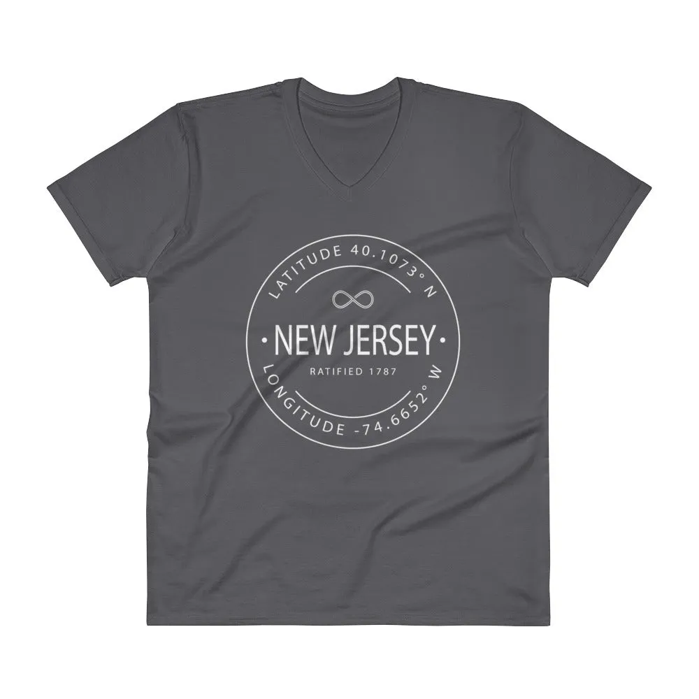 New Jersey - V-Neck T-Shirt - Latitude & Longitude