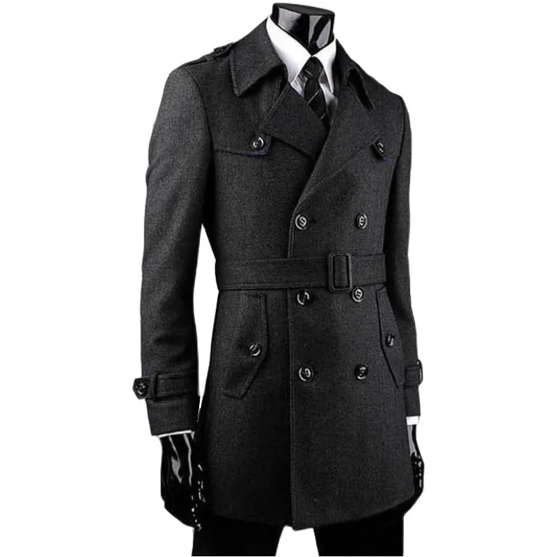 New Tweed Coat Men's Trench Coat