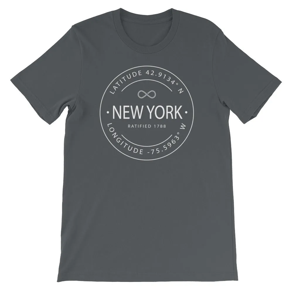 New York - Short-Sleeve Unisex T-Shirt - Latitude & Longitude