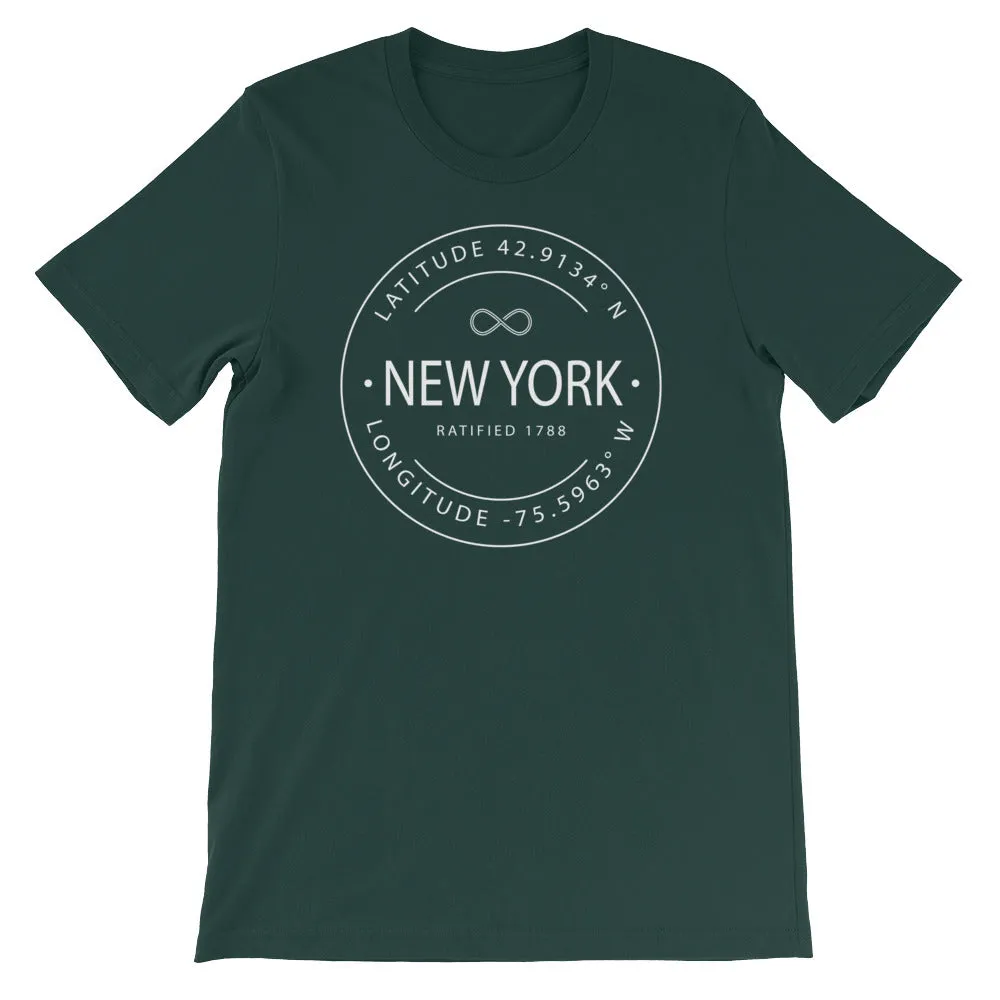 New York - Short-Sleeve Unisex T-Shirt - Latitude & Longitude