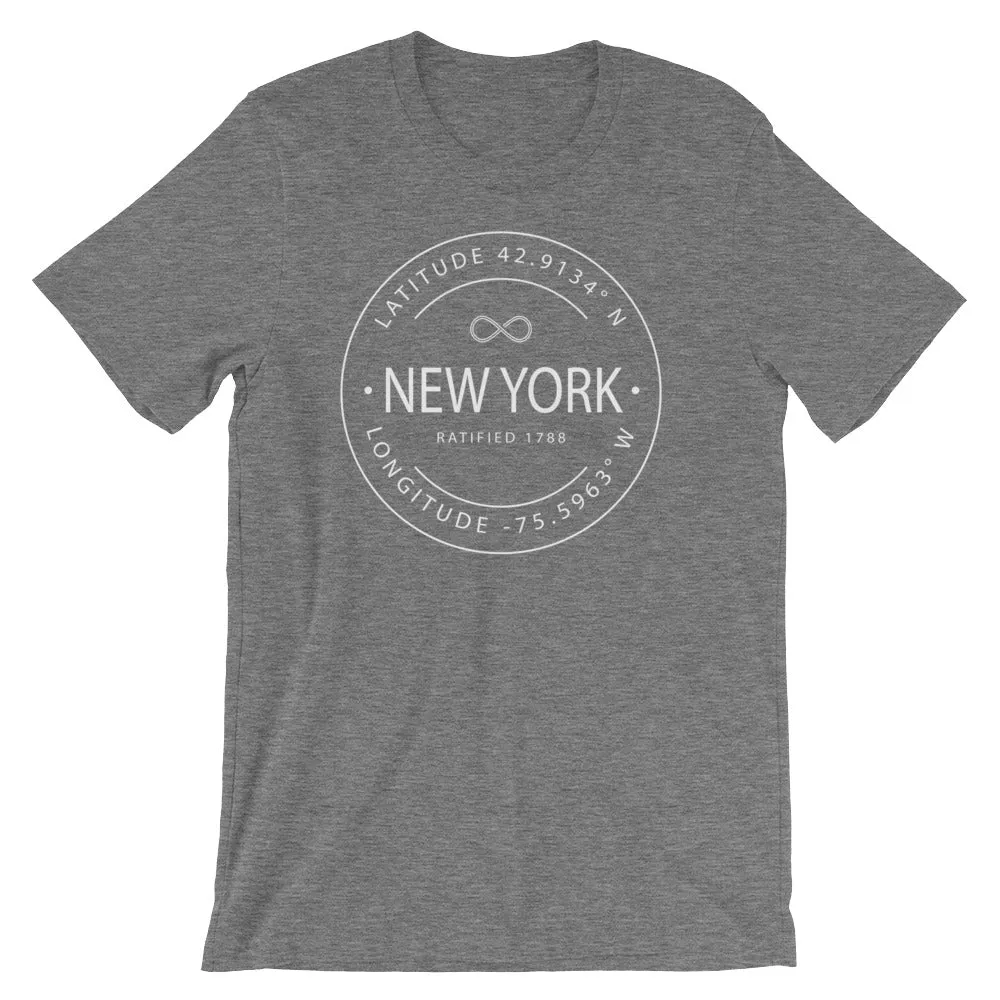 New York - Short-Sleeve Unisex T-Shirt - Latitude & Longitude