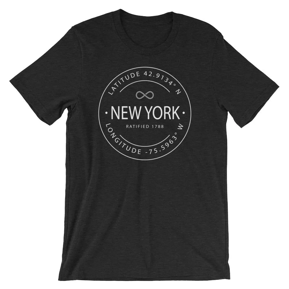 New York - Short-Sleeve Unisex T-Shirt - Latitude & Longitude