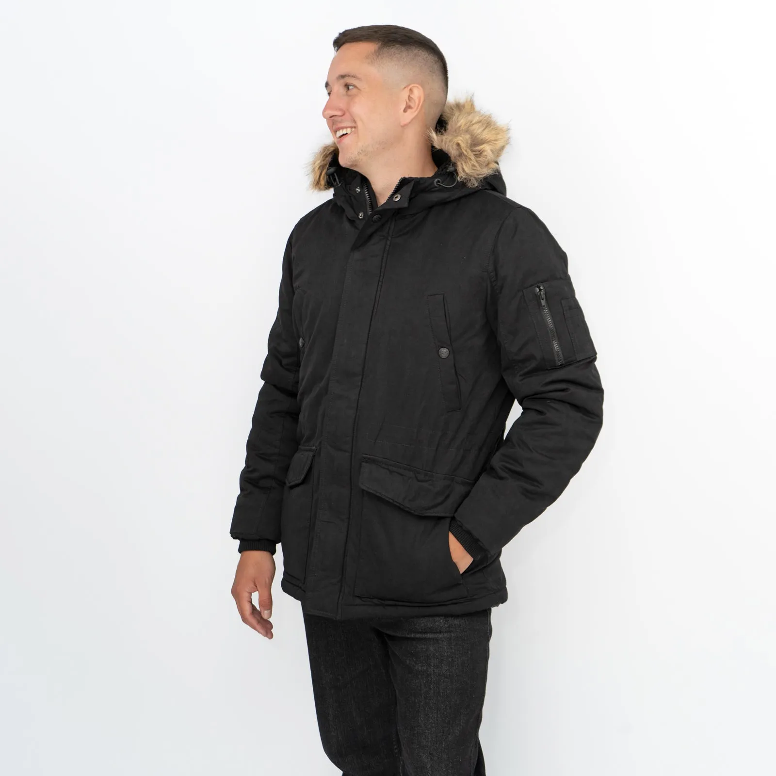 Next Men Parka Jacket Padded Shower Resistant