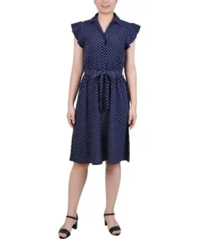 NY Collection Petites Womens Woven Floral Fit & Flare Dress