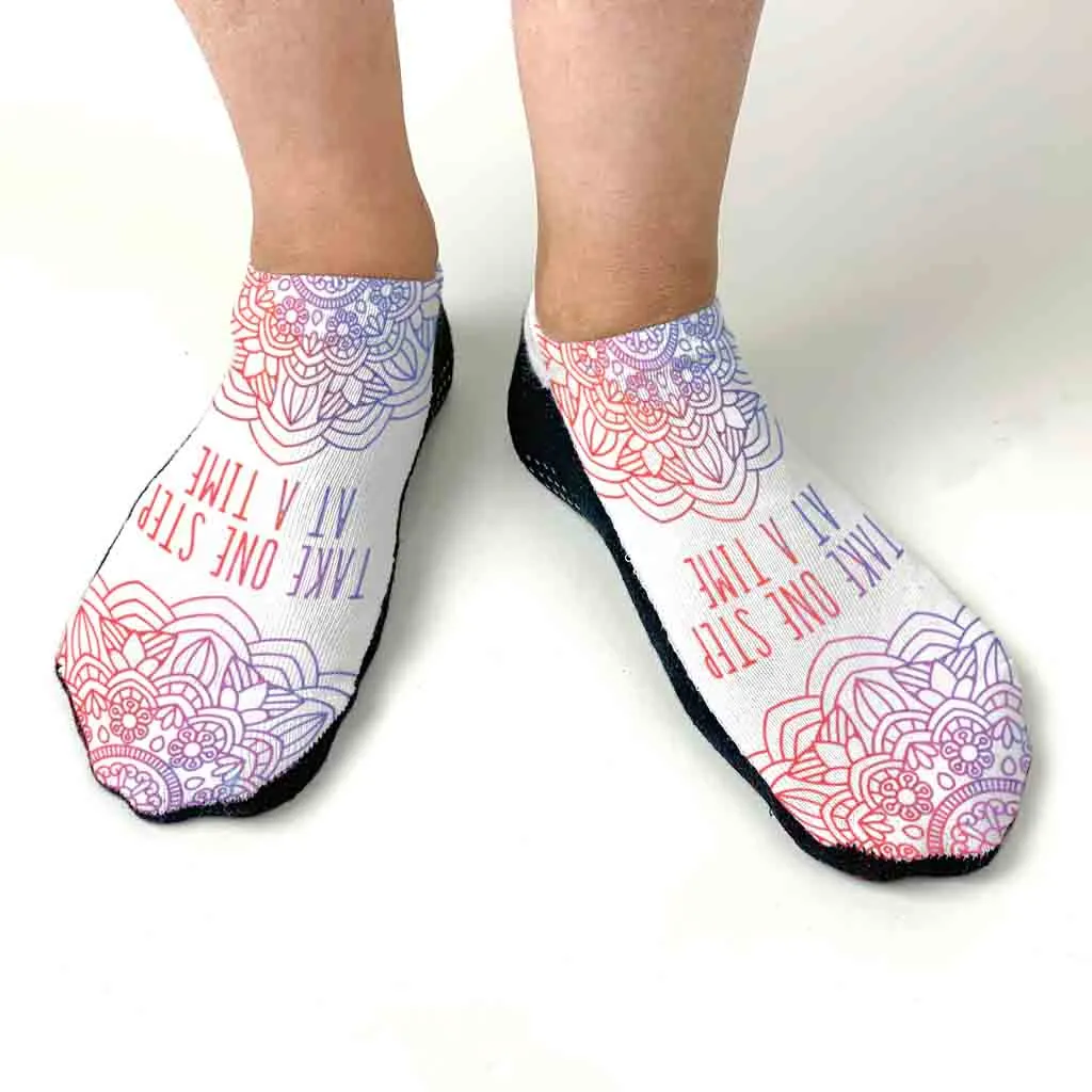 One Step at a Time Inspirational Design Printed on Socks