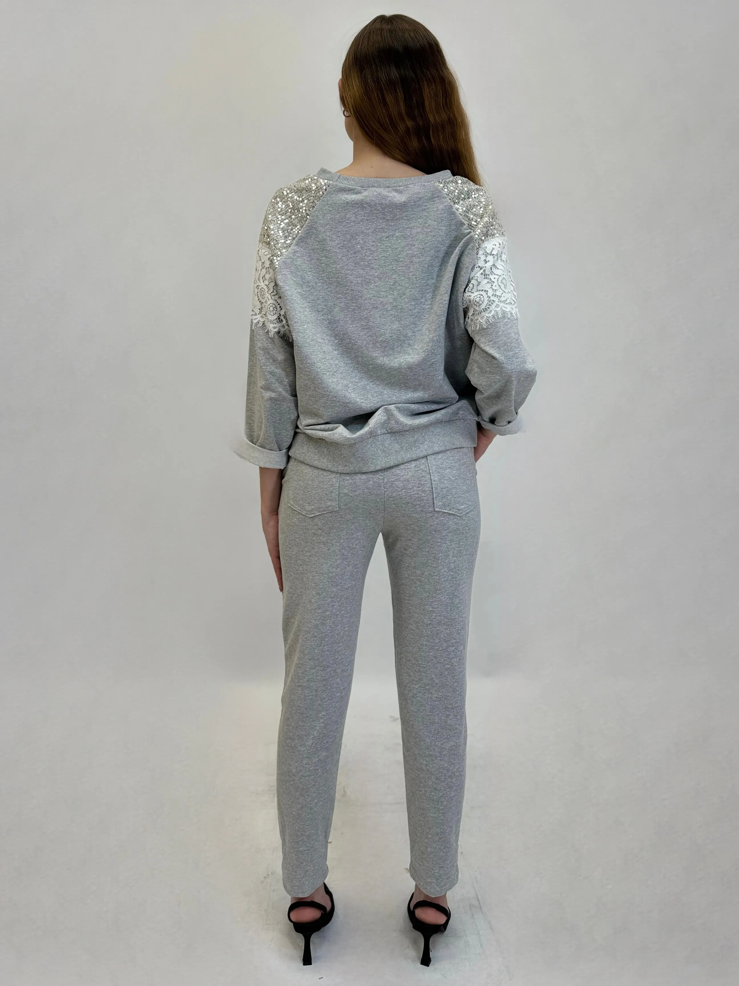 Pantaloni con coulisse con strass