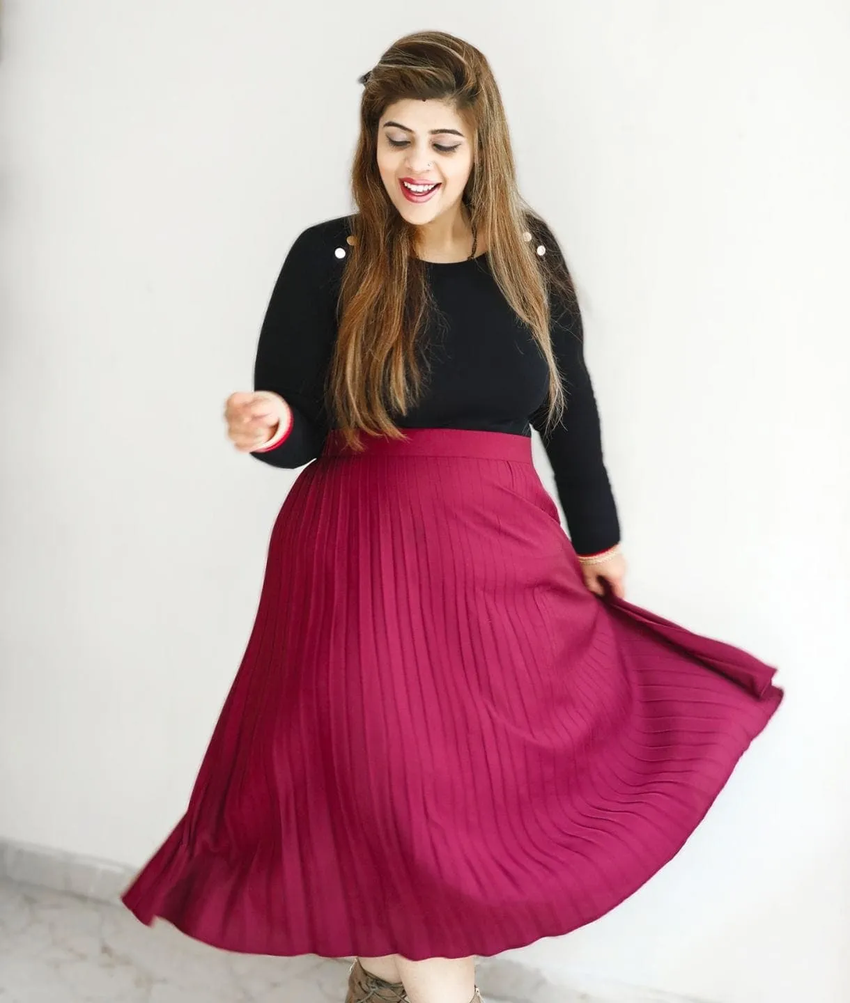 Pleated Midi Skirt