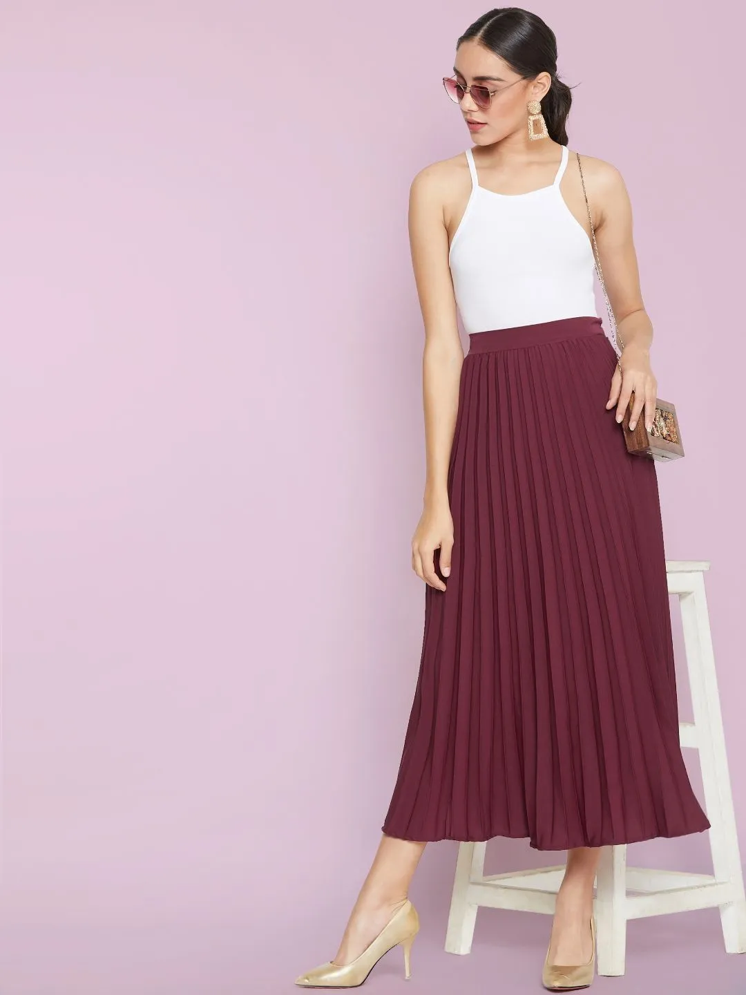 Pleated Midi Skirt