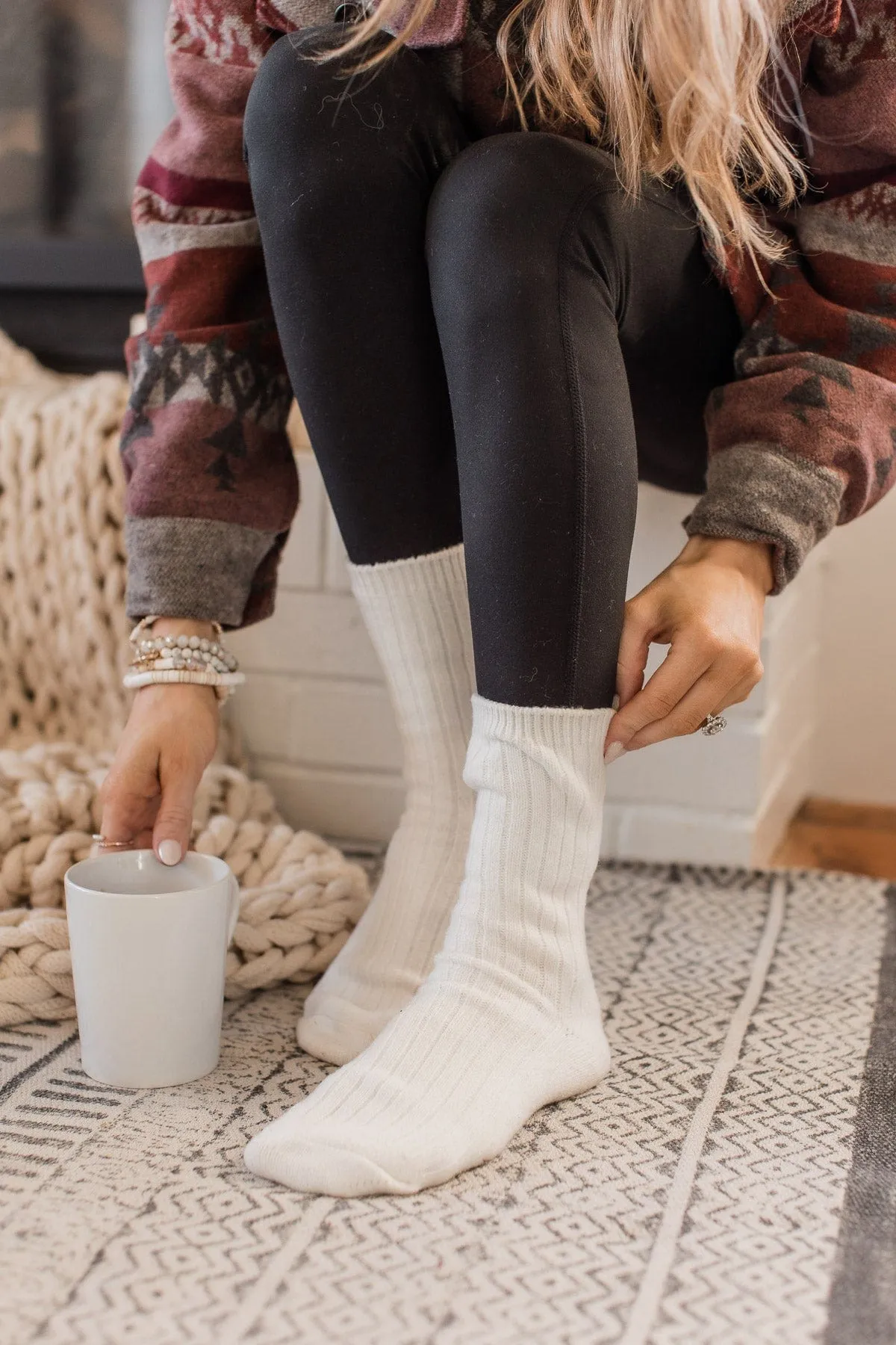 Plush Knit Socks- Ivory