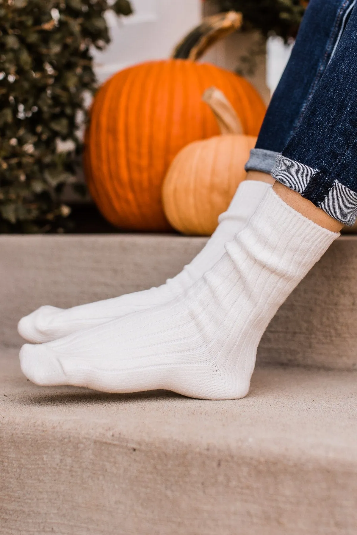 Plush Knit Socks- Ivory