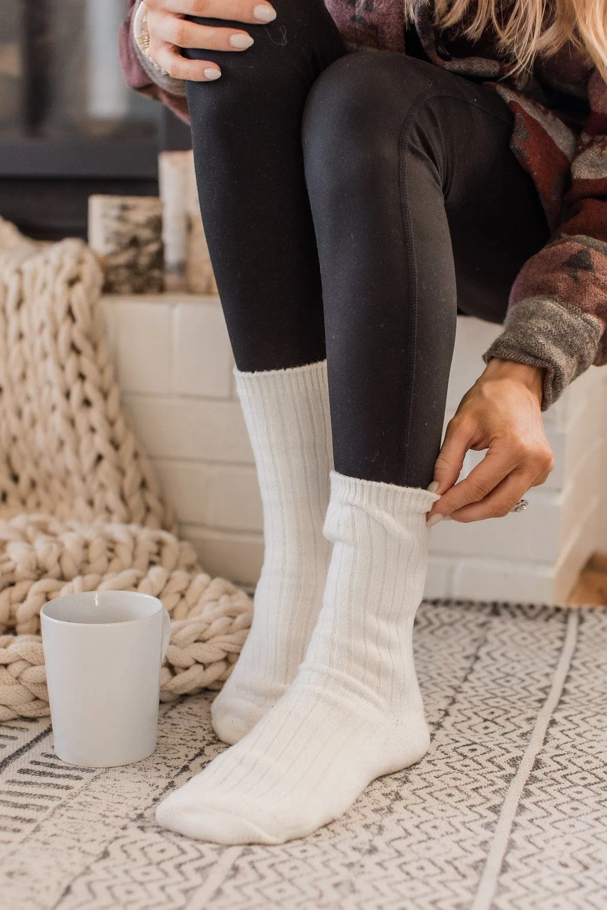 Plush Knit Socks- Ivory