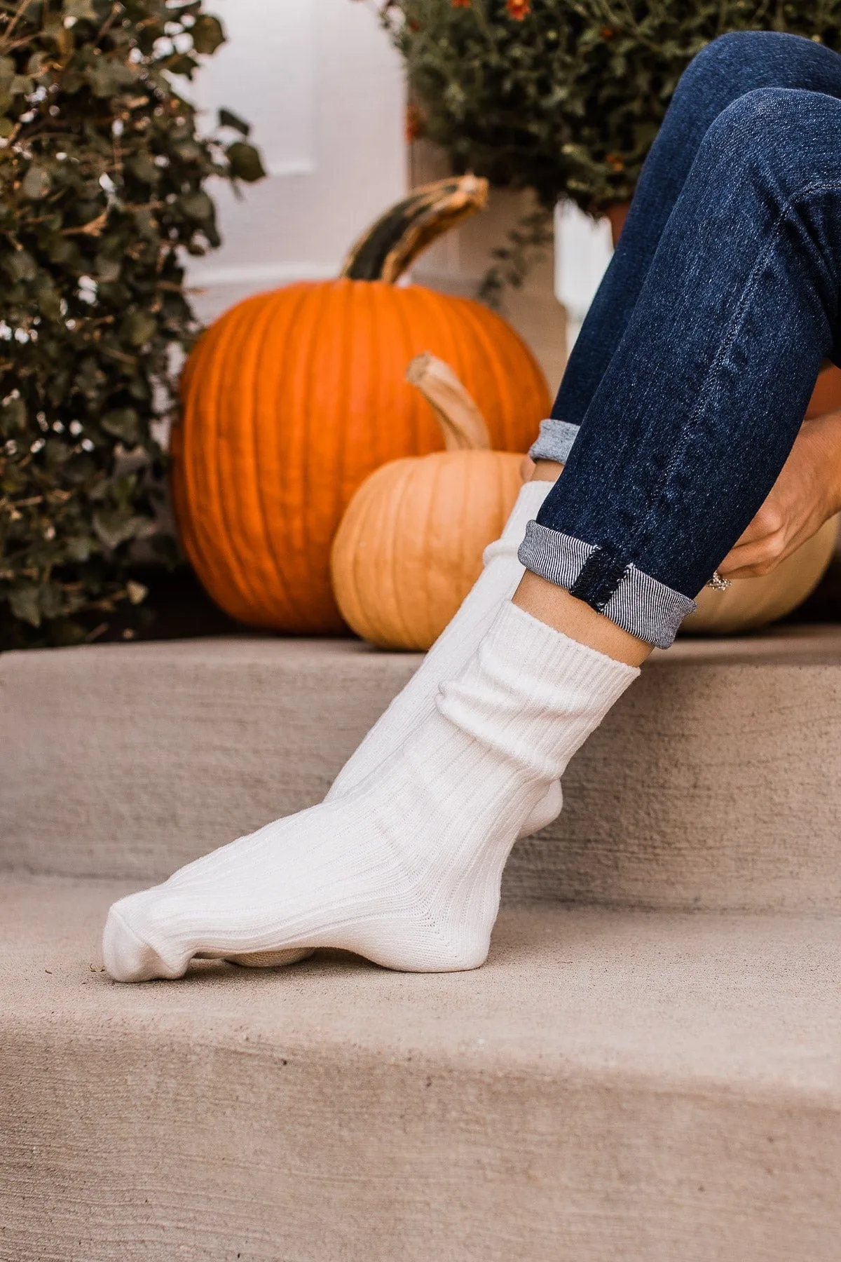 Plush Knit Socks- Ivory