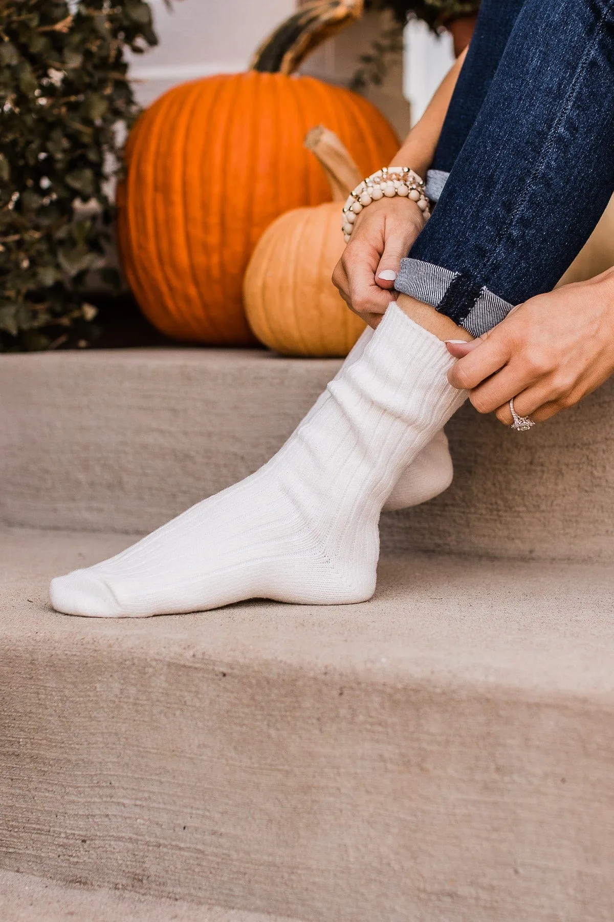 Plush Knit Socks- Ivory