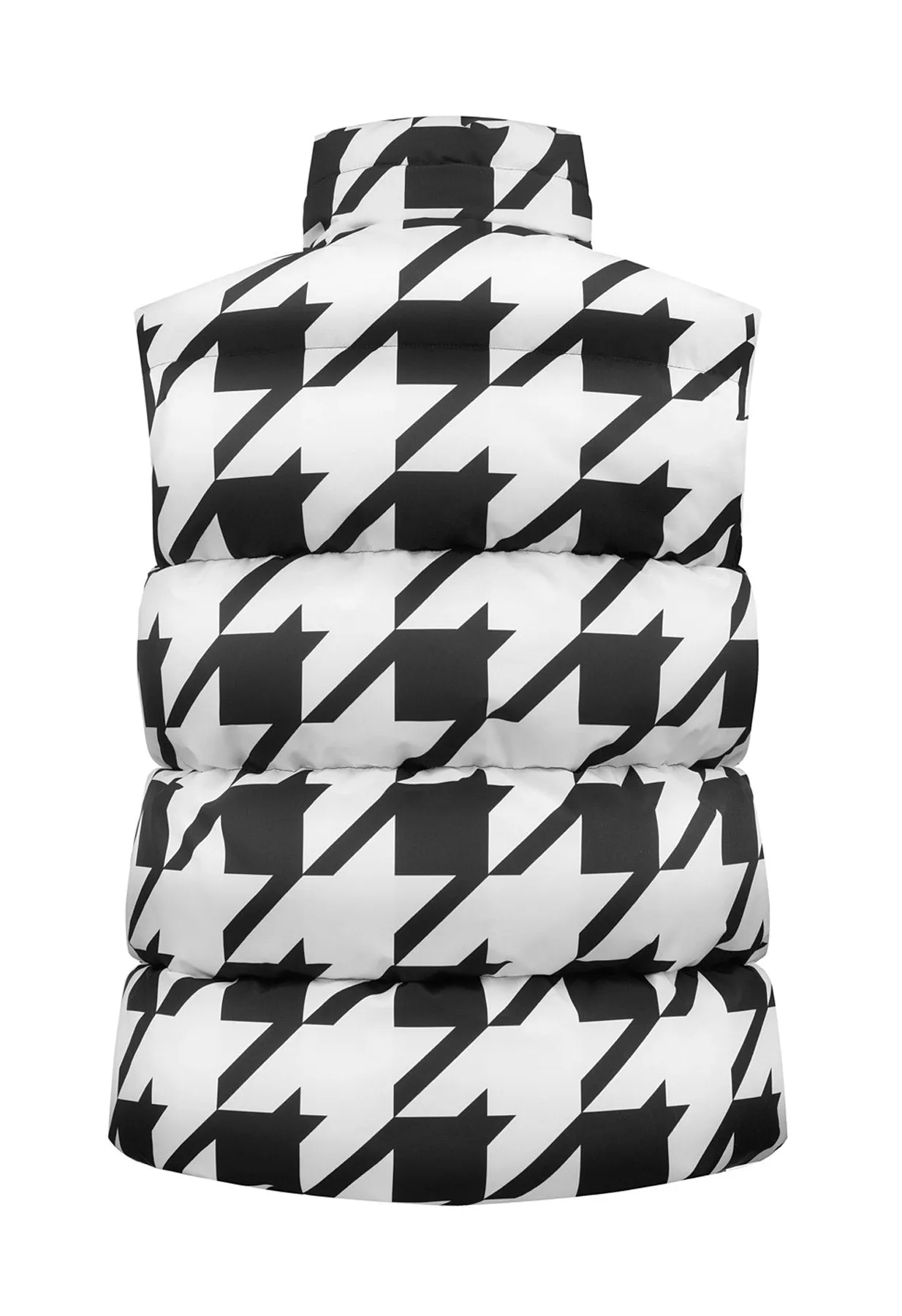 Poivre Blanc W23-1205 Puffer Gilet in Black and White Check